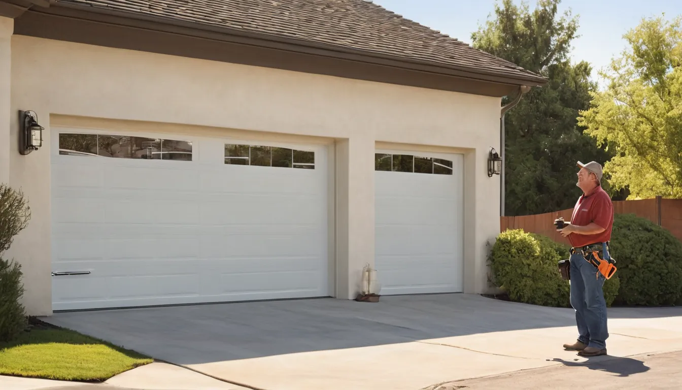 A family car parked outside a stucco ranch home with a garage door being checked in Calabasas